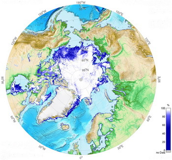 Die aktuelle Meereissituation der Arktis am 16.07.2015 - © meereisportal.de
