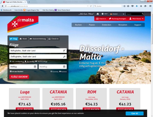 Komplett überarbeitet: Die neue Website von Air Malta