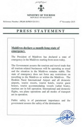 Pressemeldung der Regierung der Malediven